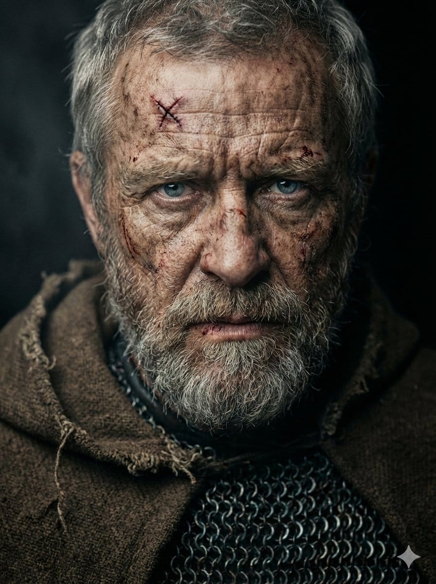 Battle-Hardened Medieval Warrior Cinematic Portrait - KI-Prompt