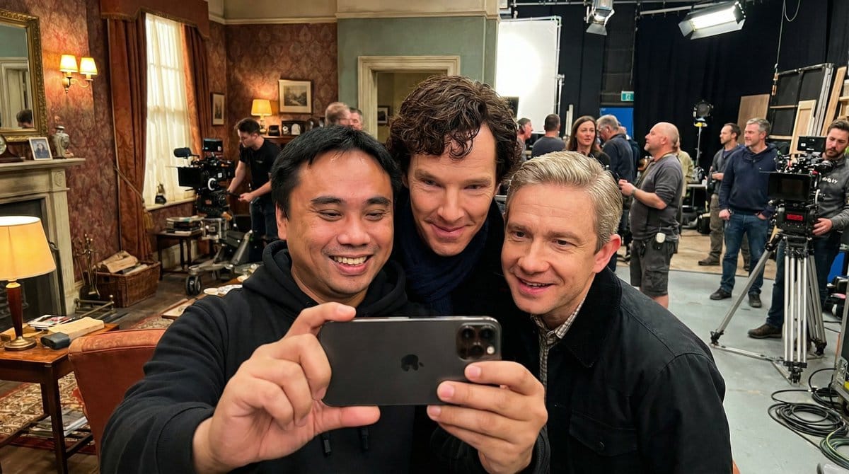 Behind-the-Scenes Movie Selfie with Identity Lock - Prompt IA