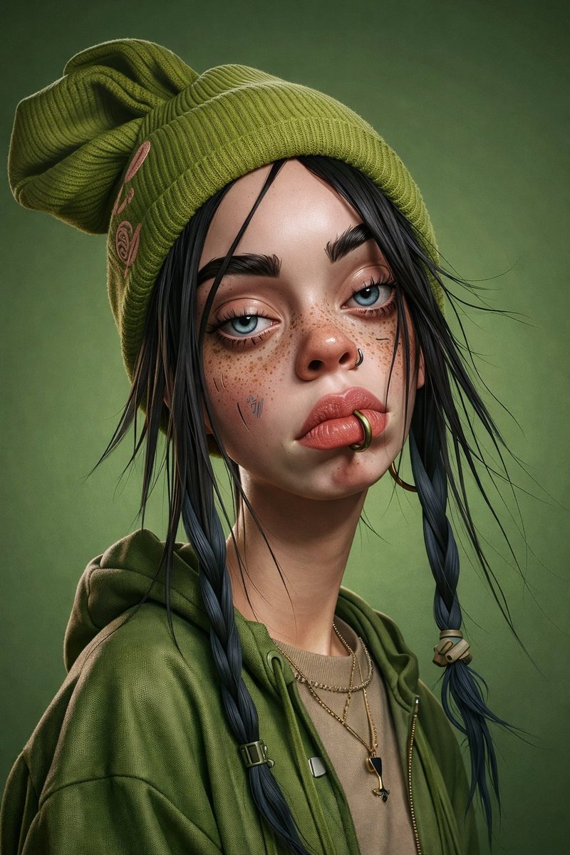 Billie Eilish Cartoon Version 3D Render Prompt - AI Art AI Generated Artwork