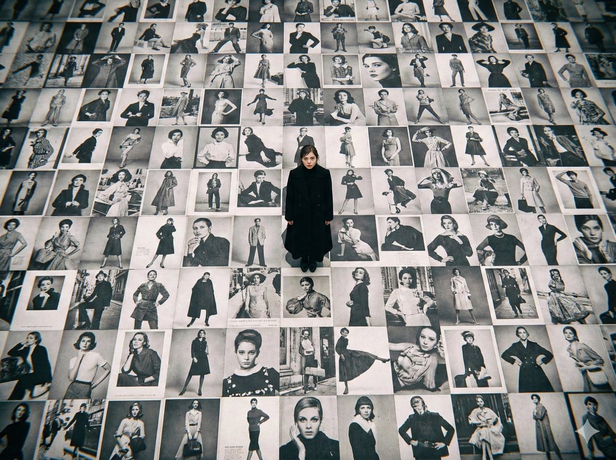 Bird's-Eye View of Actress on Billboard-Covered Ground