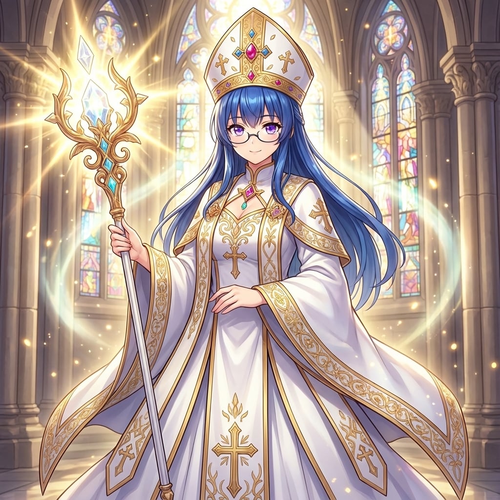 Bishop Transformation with Healing Light and Glasses - Prompt IA
