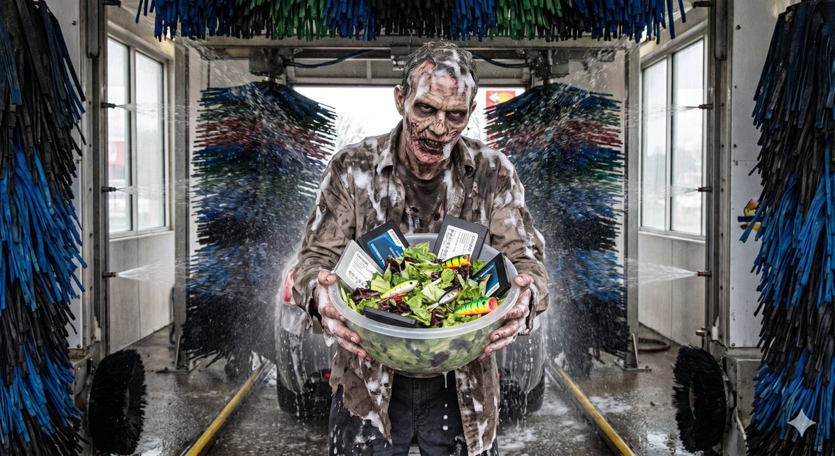 Bizarre Salad with Tech and Fishing Lures - AI Art AI Generated Artwork
