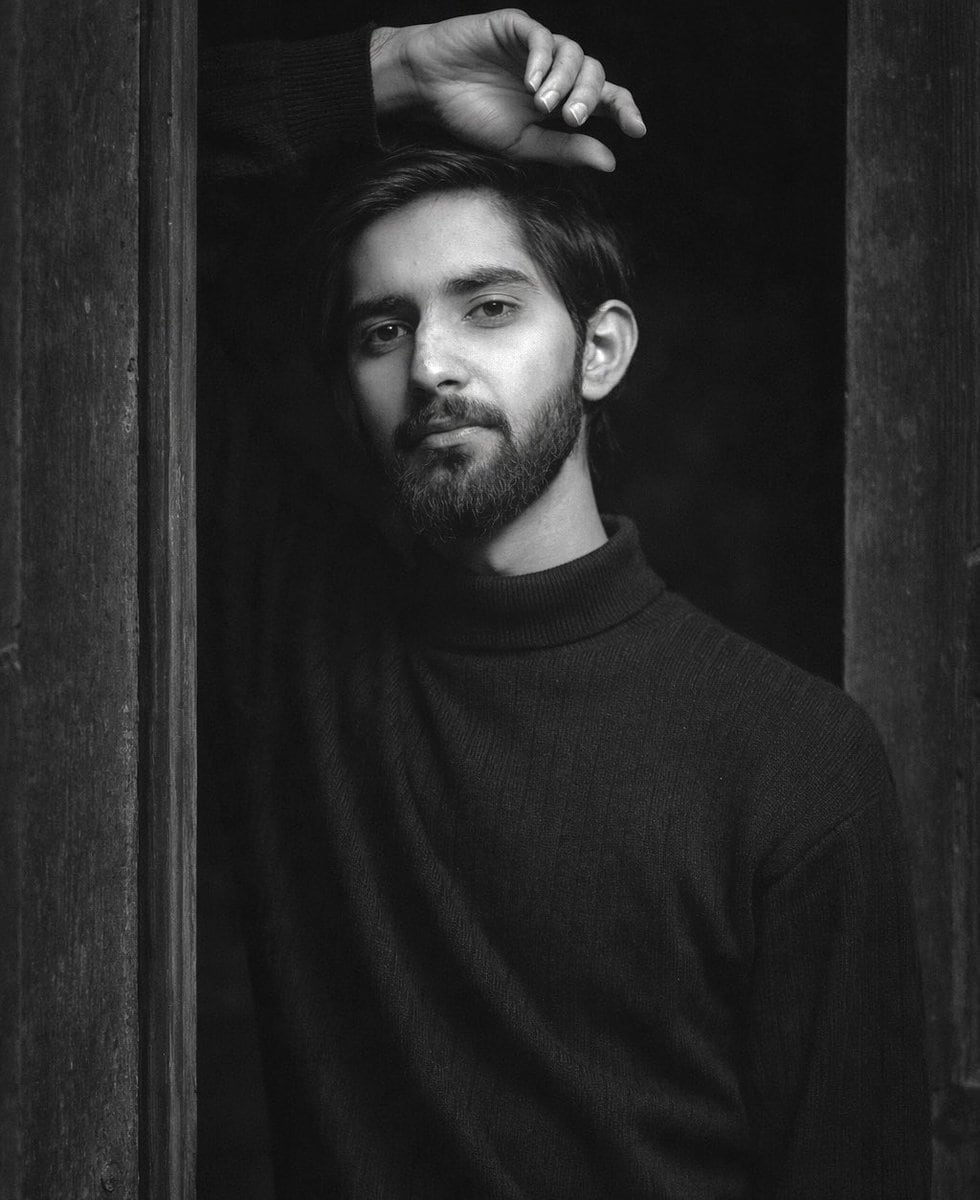Black and White Fine-Art Portrait Prompt with Cinematic Contrast - AI Generated Character Style Image Example