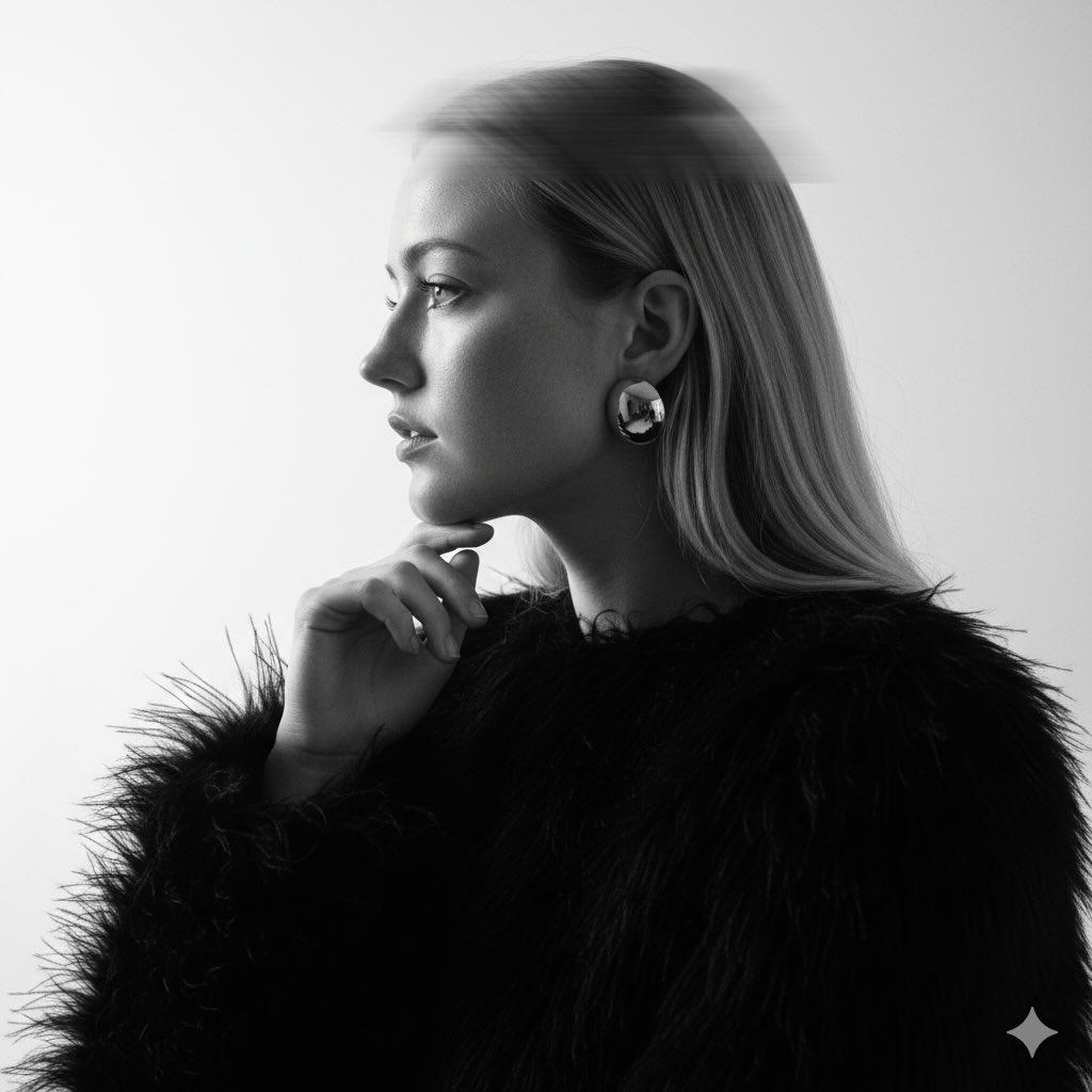 Black-and-White Surreal Editorial Portrait Prompt - AI Generated Character Style Image