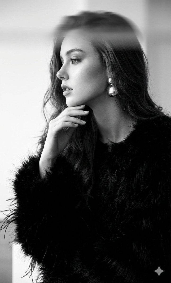 Black-and-White Surreal Editorial Portrait - AI Generated Character Style Image Example