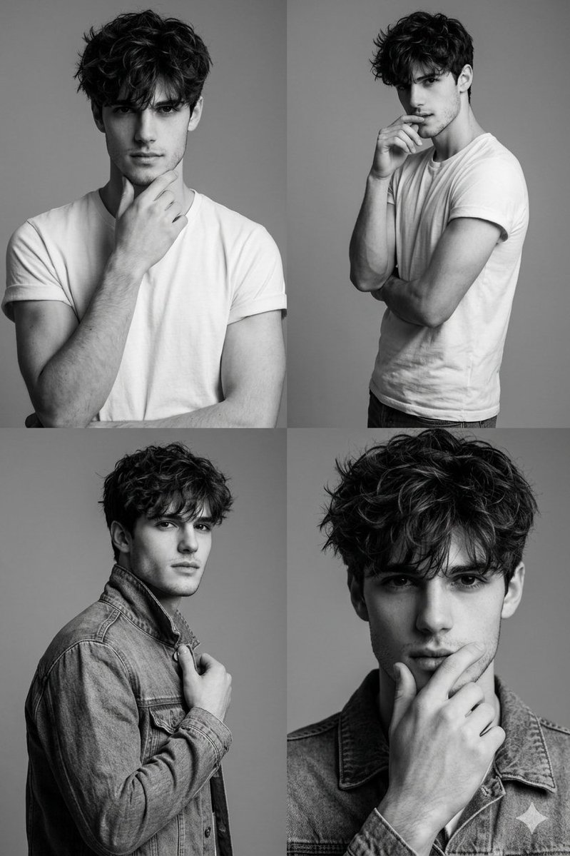Preview image for Black-and-White Fashion Collage with Face Preservation prompt
