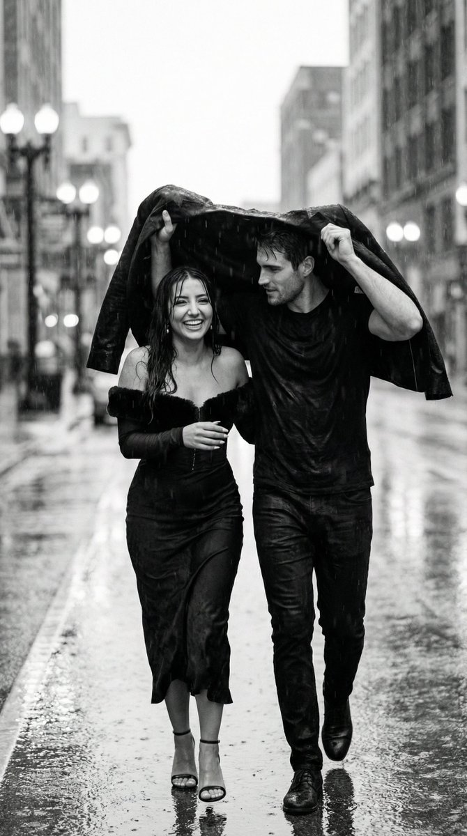 Preview image for Black and White Documentary Couple in Rain (Image-to-Image) prompt