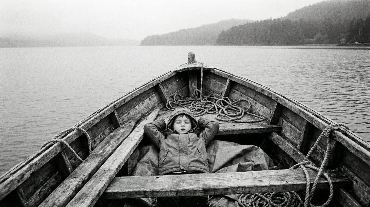 Preview image for Black and White Documentary Photo of Child in Boat prompt