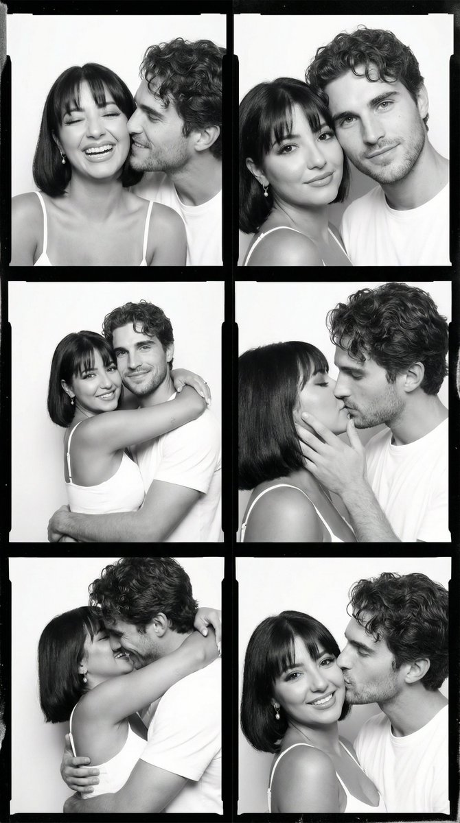 Preview image for Black and White Film Contact Sheet of Intimate Couple prompt