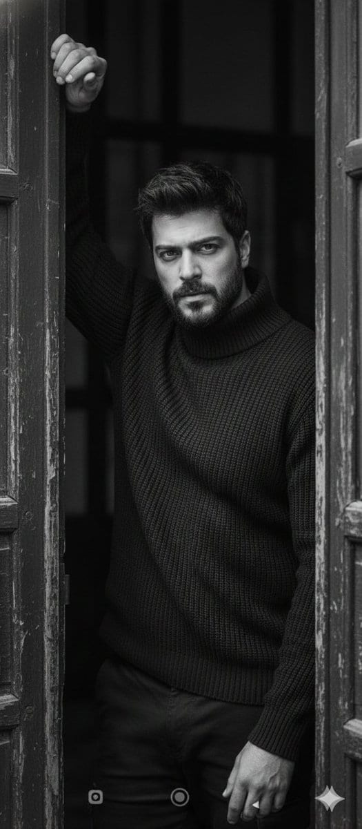 Black and White Fine-Art Doorway Portrait - AI Prompt