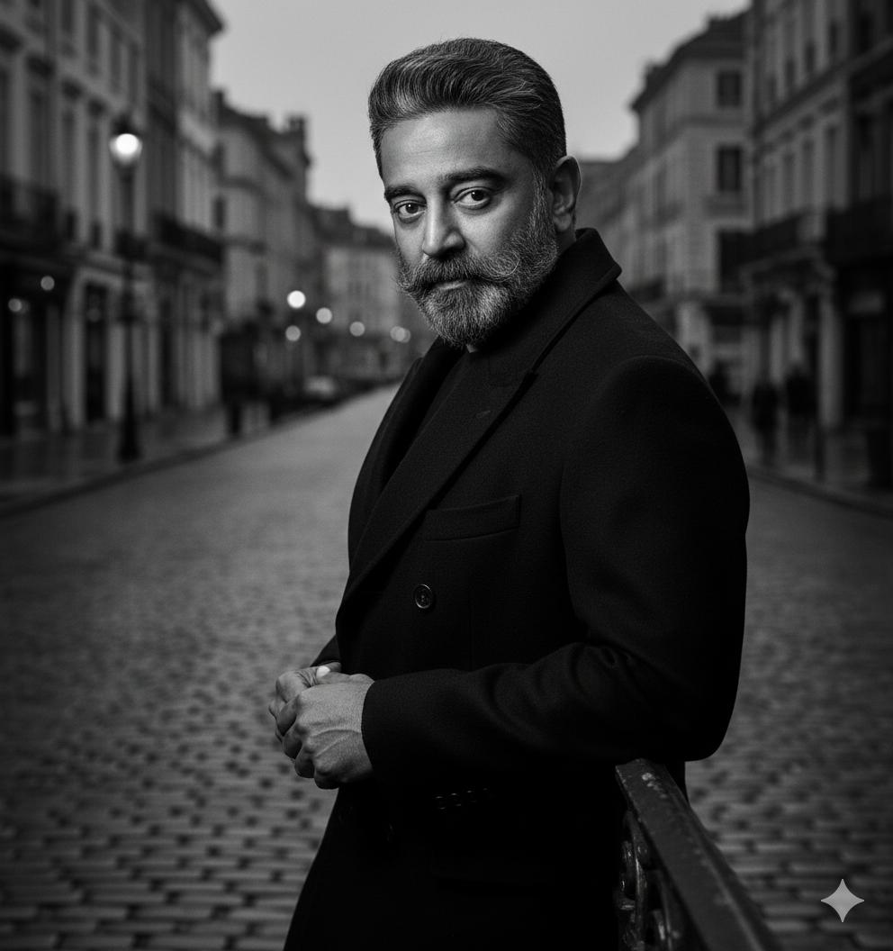 Black and White Noir Fashion Editorial Portrait - KI-Prompt
