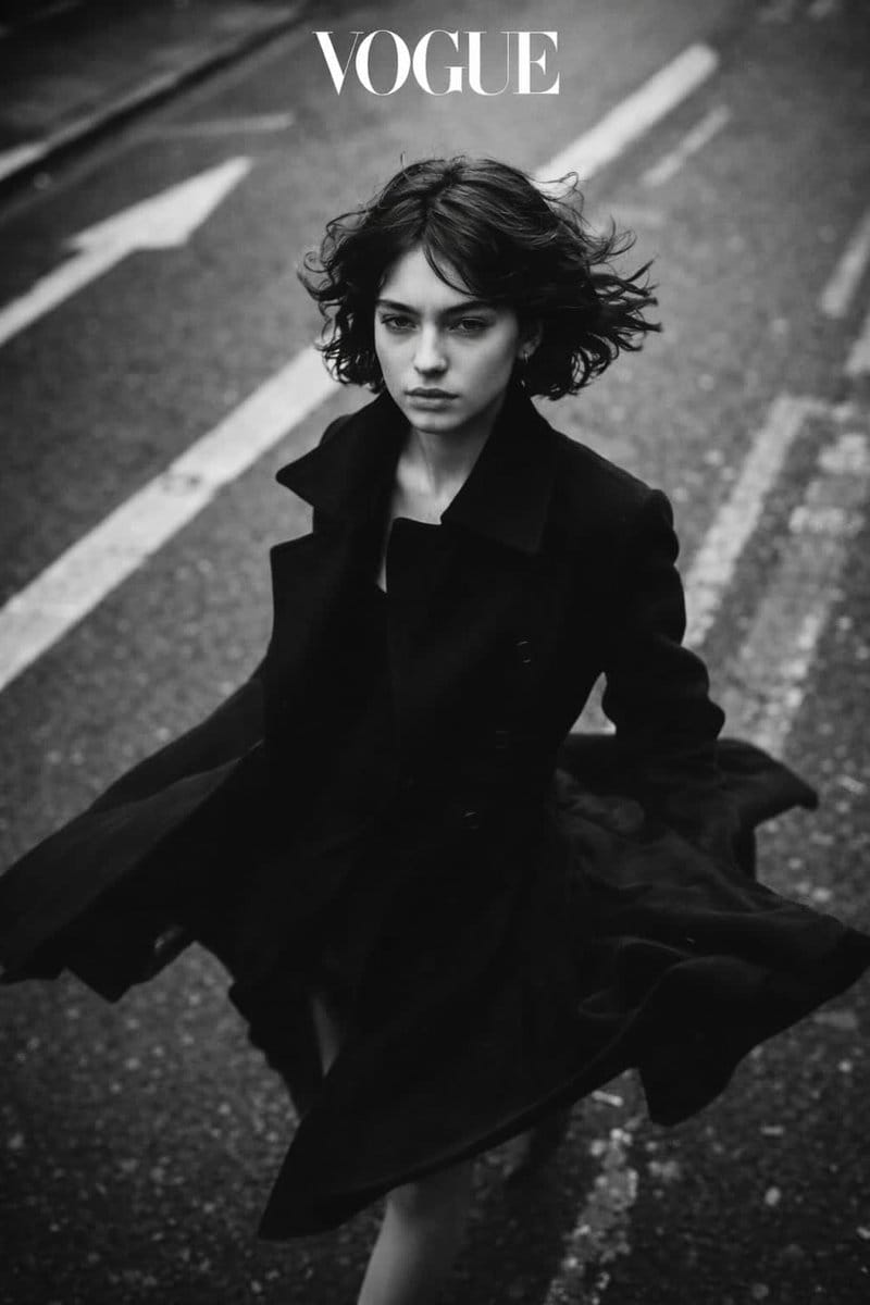 Black and White Vogue Fashion Shoot with Motion Blur - AIプロンプト