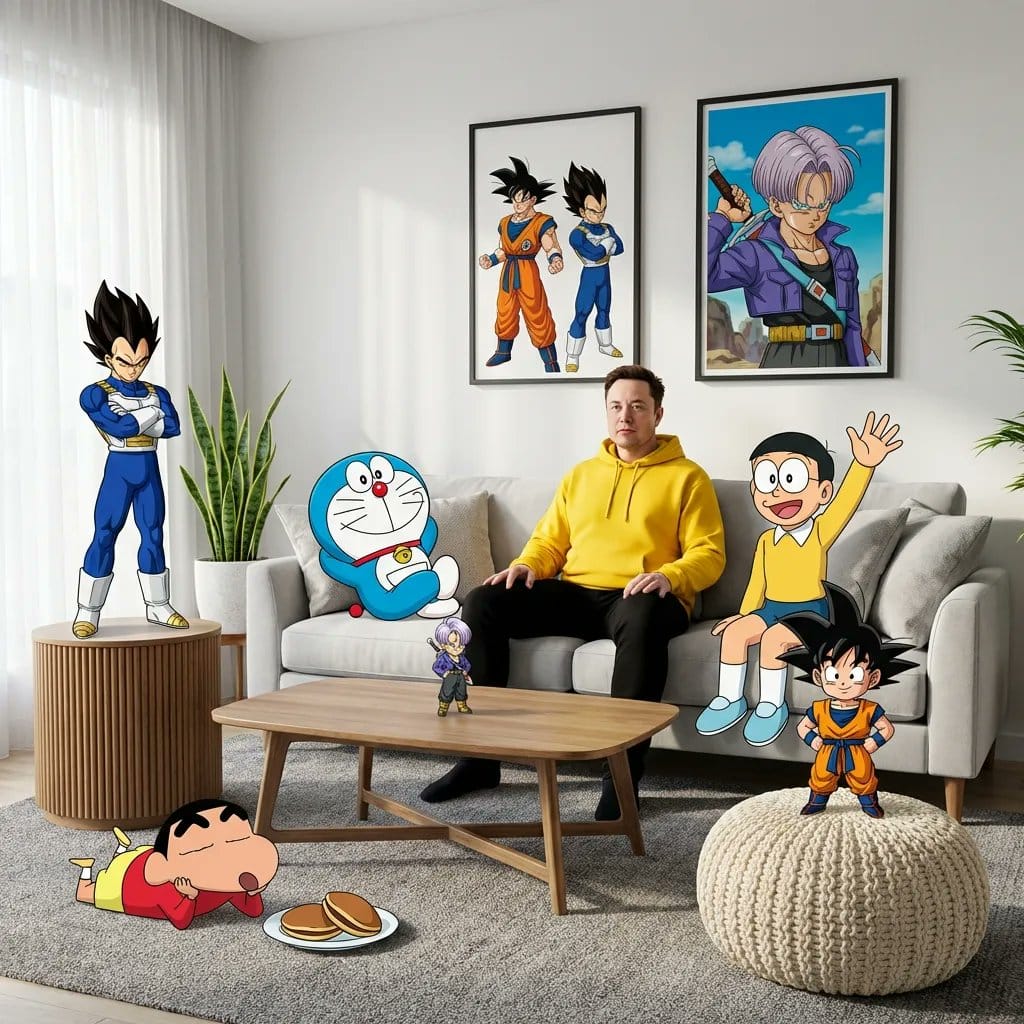Blending Photorealism and Anime in a Living Room Scene - Prompt IA