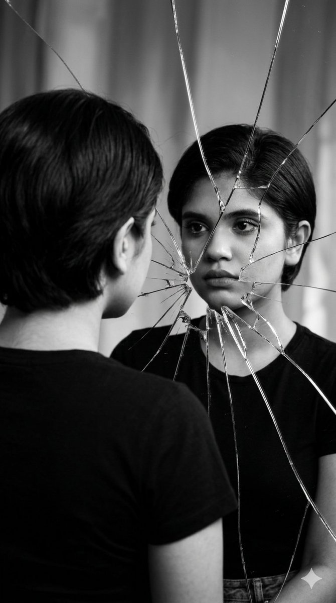 Preview image for Broken Mirror Reflection Portrait prompt
