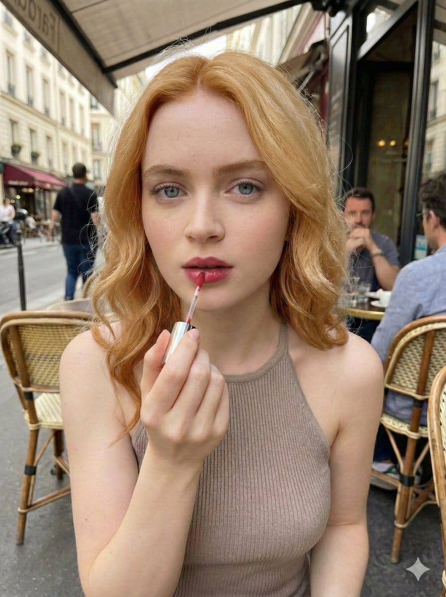 Candid Cafe Beauty Portrait (Duplicate) - AI Generated Character Style Image Example