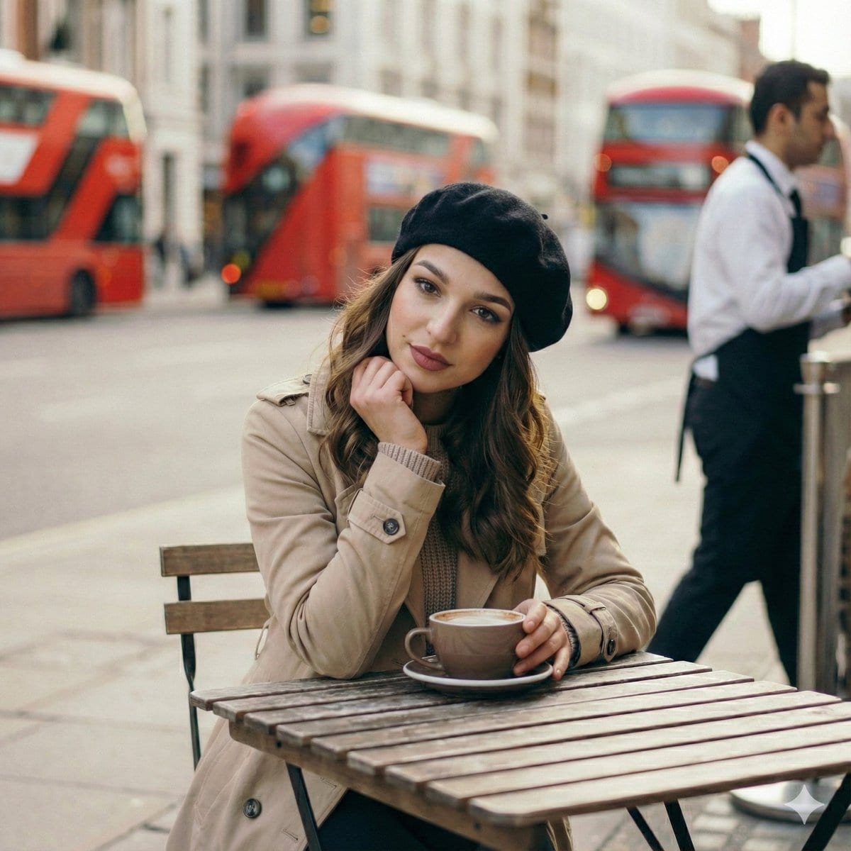 Candid London Cafe Morning Portrait (JSON) - KI-Prompt