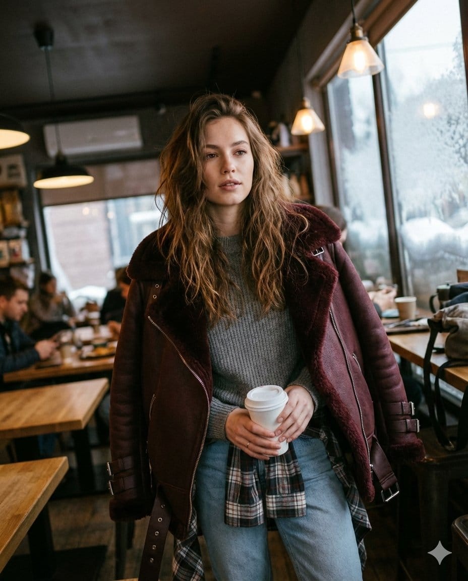 Candid Medium Shot of Woman in Cafe - AI 프롬프트