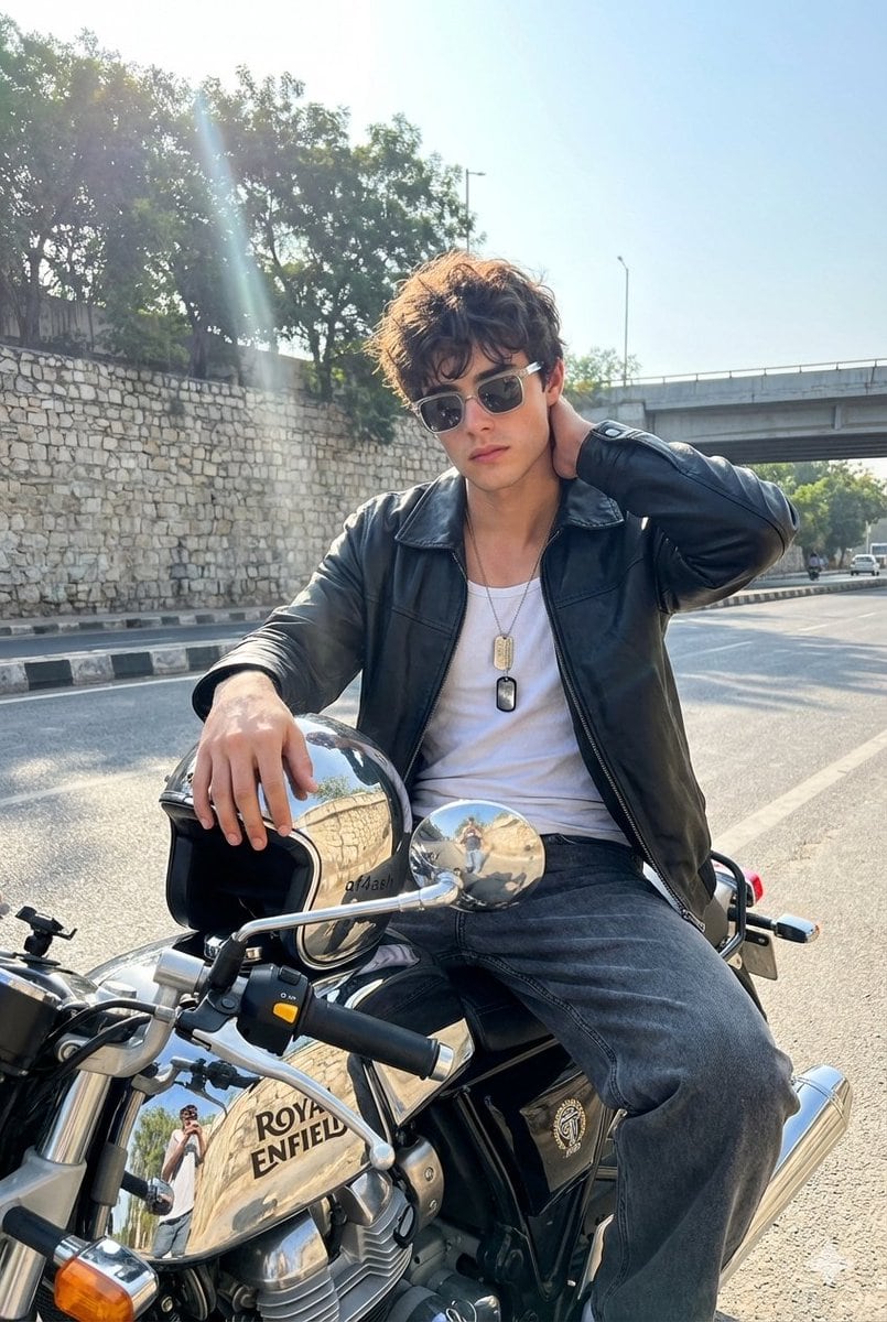 Candid Motorcycle Portrait with Face Swap Prompt - AI 프롬프트