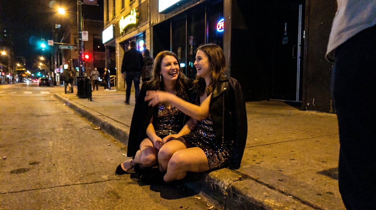 Preview image for Candid Party Snapshot on Sidewalk prompt