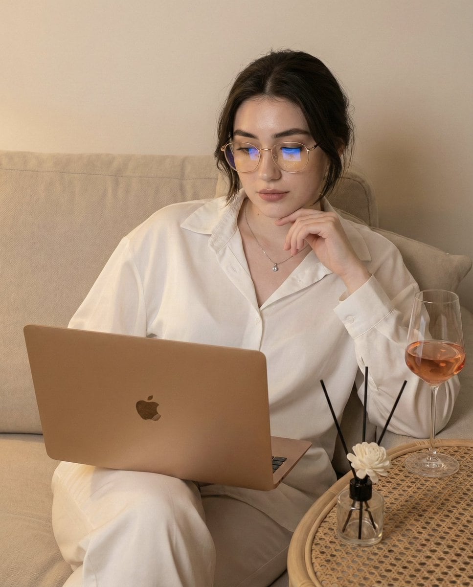 Candid Photo of Woman Working on Laptop Prompt - AI Generated Realistic Style Image Example