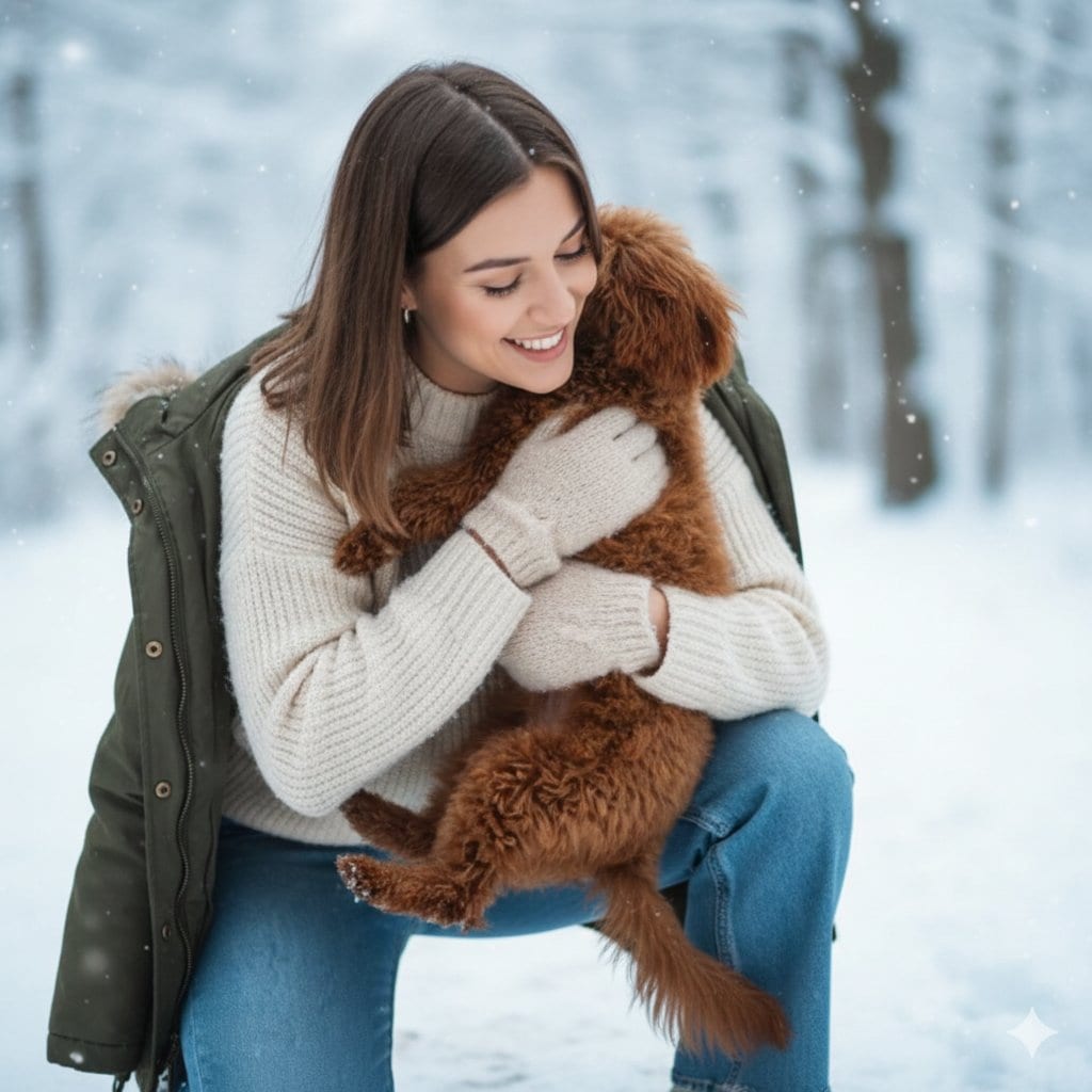 Preview image for Candid Portrait Hugging a Poodle in a Park prompt