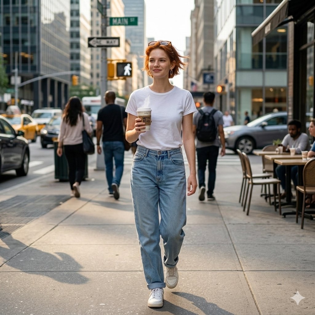 Candid Street Photo of Woman Walking in City
