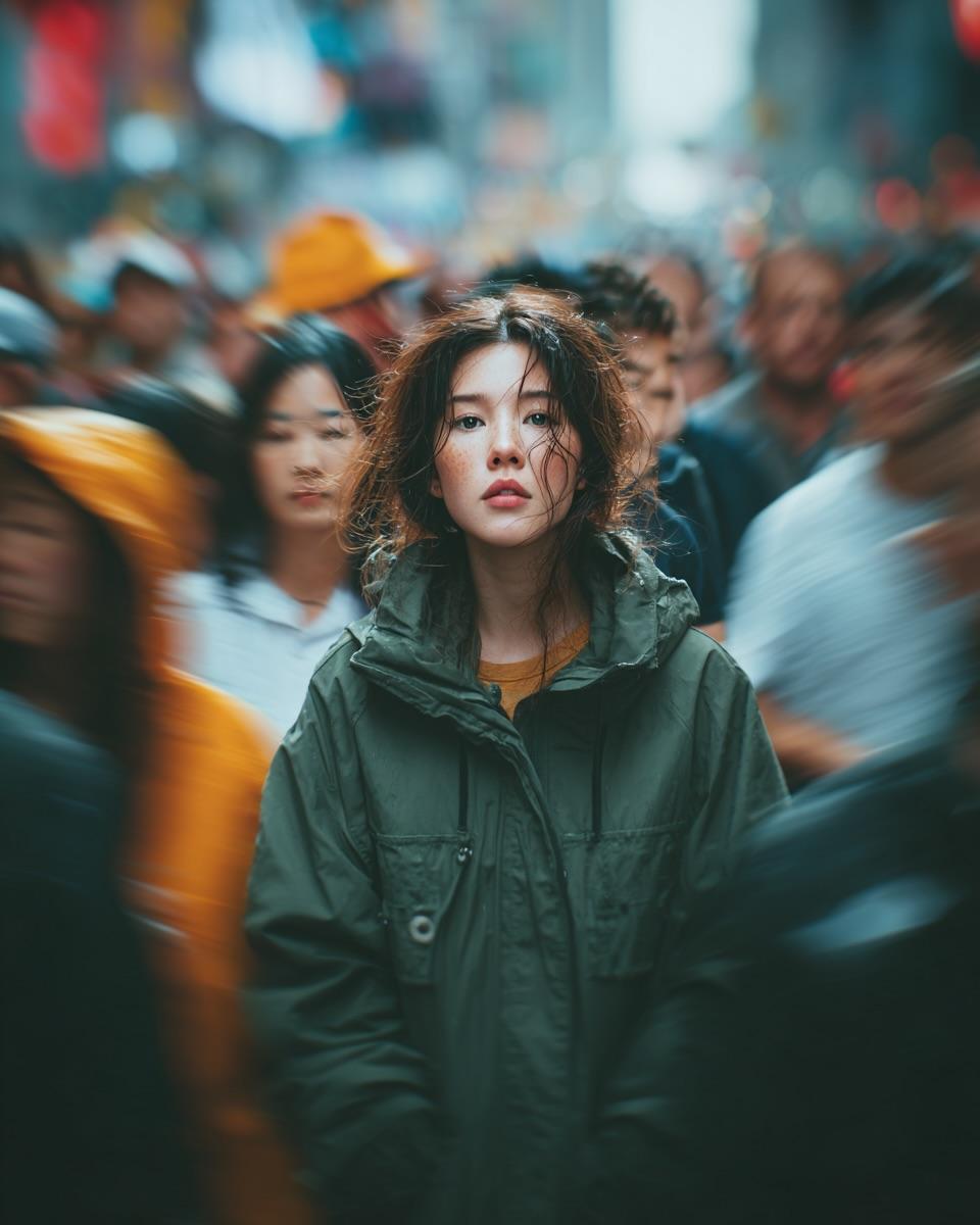 Preview image for Candid Street Portrait with Motion Blur prompt