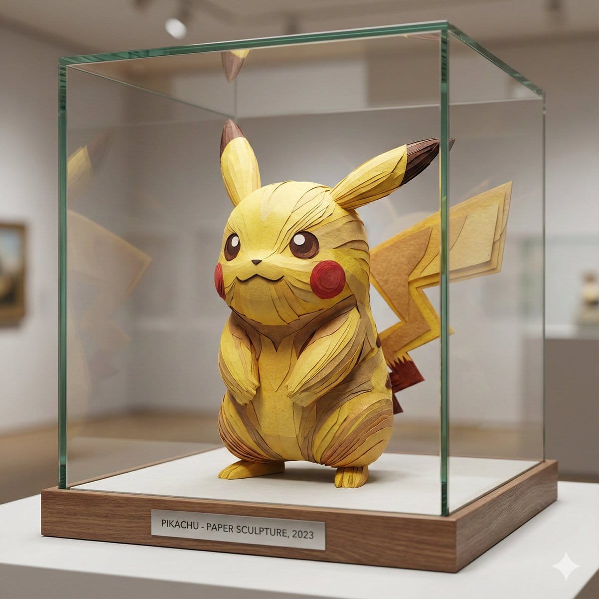 Cartoon Character Paper Sculpture Museum Display - AI Generated Character Style Image Example