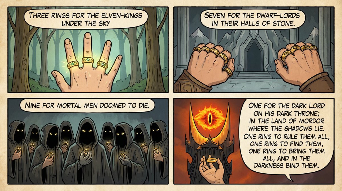 Preview image for Cel-Shaded Comic Strip Prompt for LOTR Poem prompt