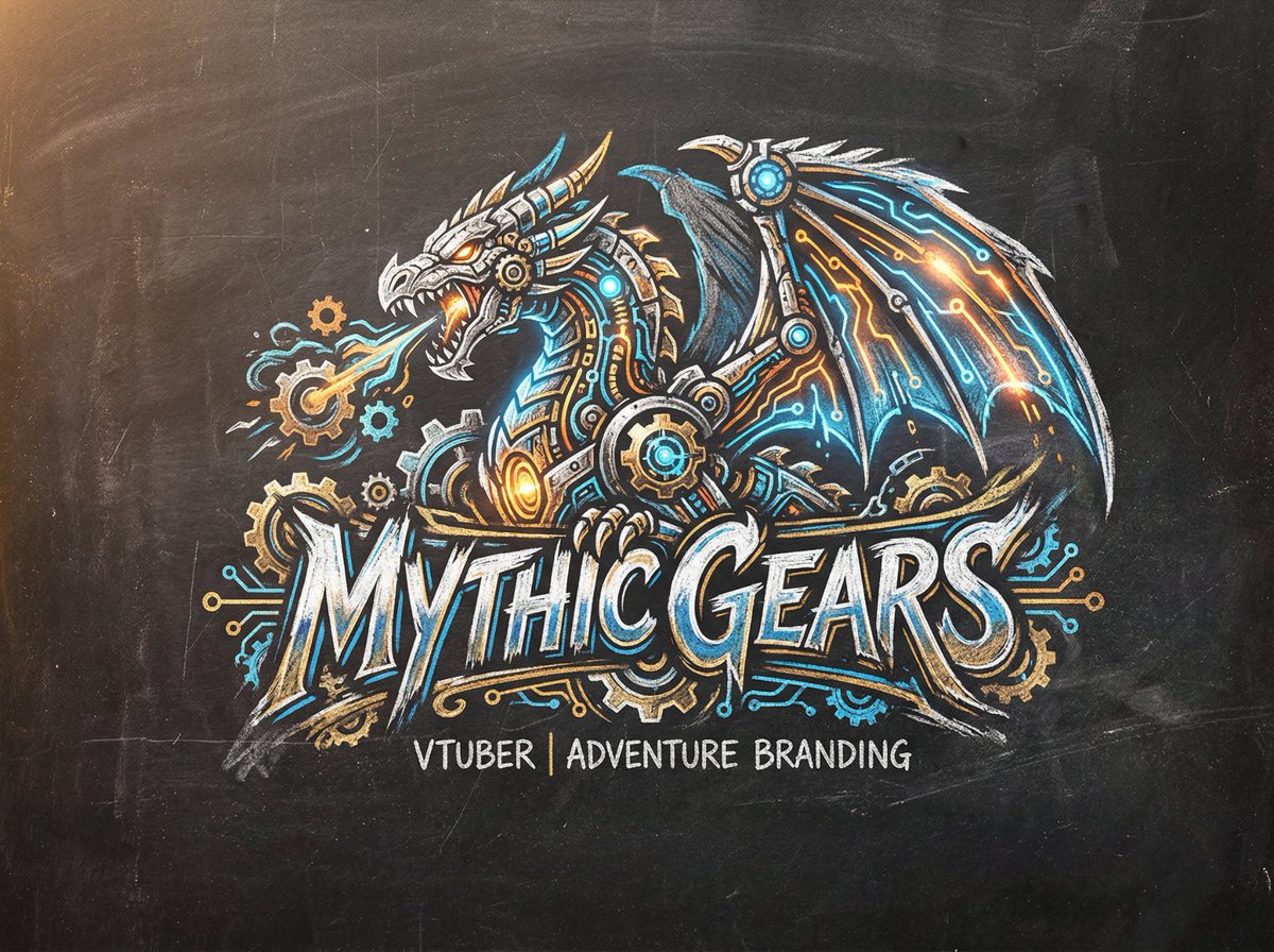 Preview image for Chalk-Art Fantasy Logo with Mechanical Dragons prompt
