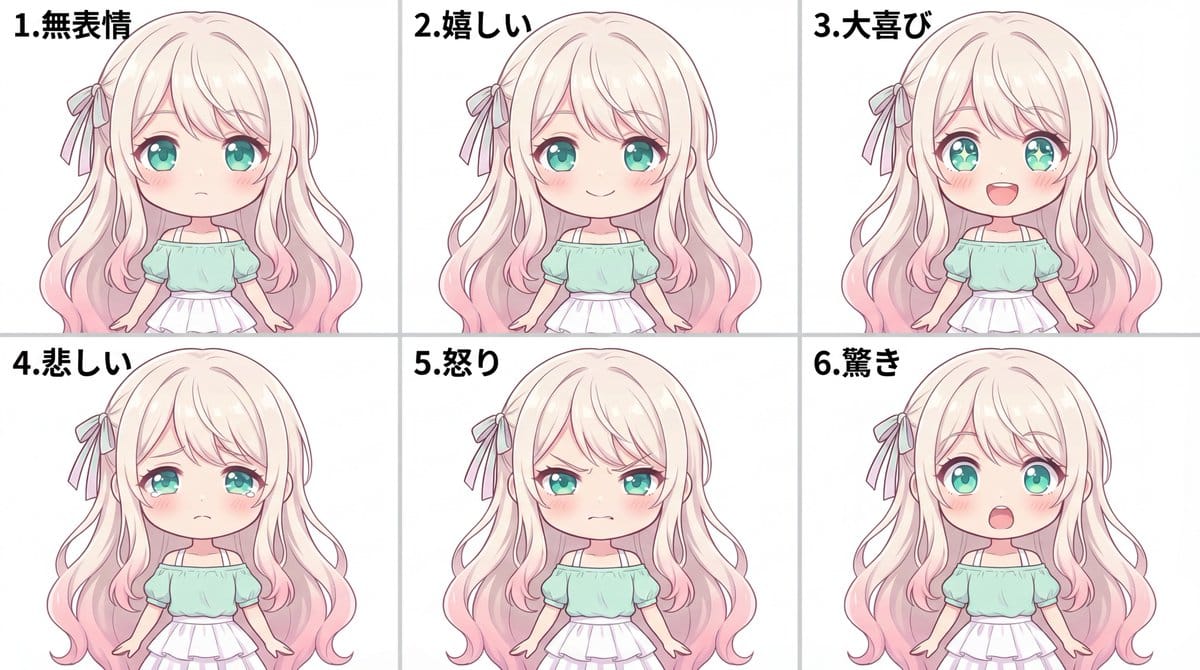 Character Expression Sheet Generation (Anime Style) - Prompt IA