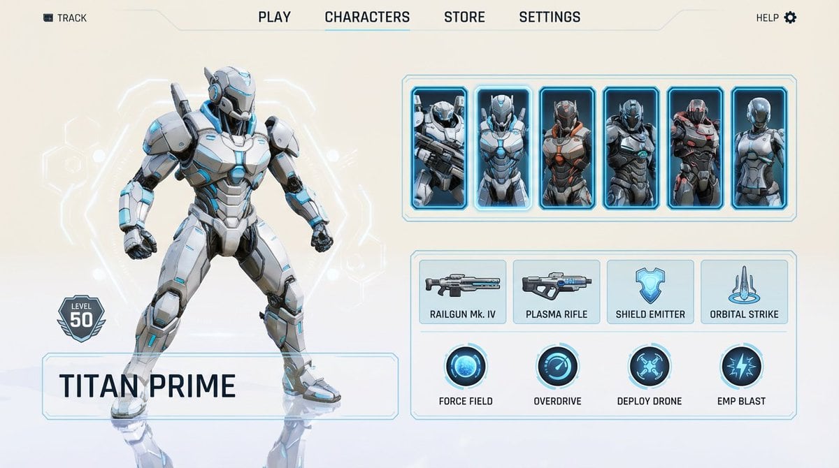 Character Selection Screen Generation - Prompt IA