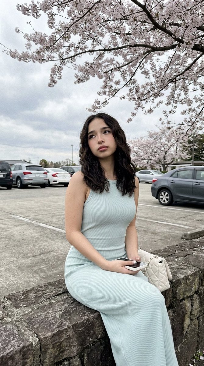 Cherry Blossom Parking Lot Portrait Prompt