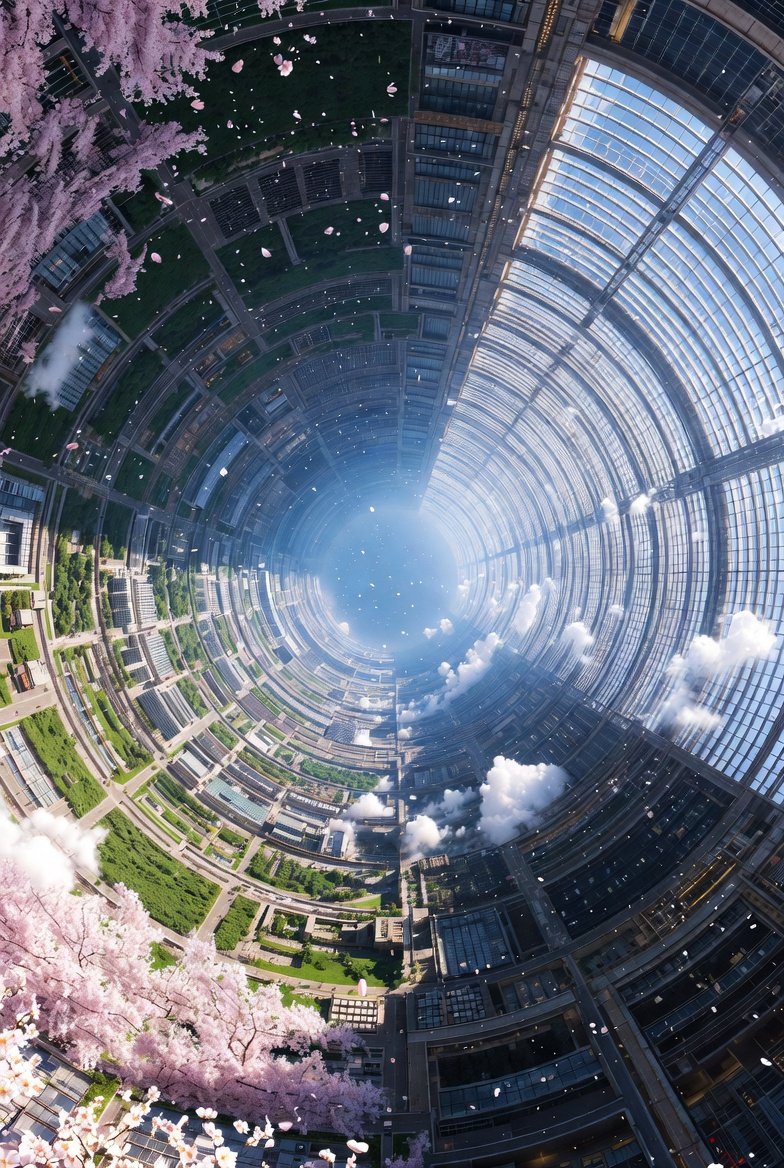 Preview image for Cherry Blossom Space Colony Illustration Prompt prompt