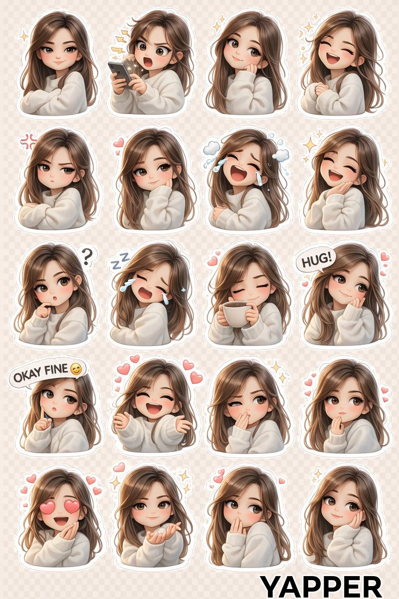 Preview image for Chibi Anime Girl Sticker Sheet prompt