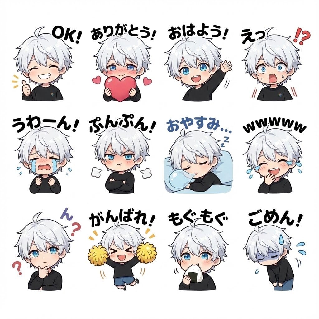 Chibi character LINE stickers set - Prompt IA