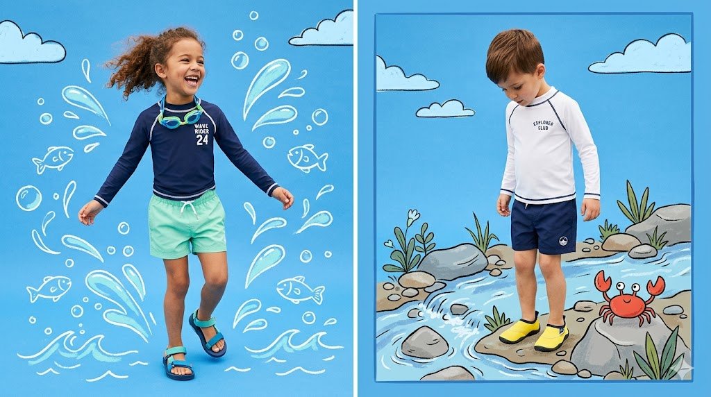 Preview image for Children's fashion editorial diptych prompt prompt