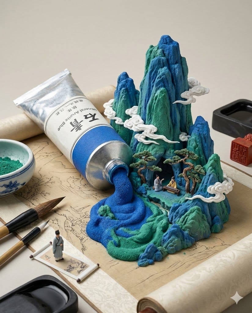 Chinese Landscape Painting Pigment Squeeze - AI Prompt