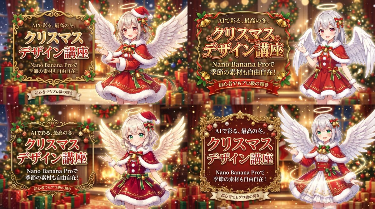 Christmas Angel Design Course Eyecatch Prompt (YAML Structure) - AI Generated Anime Style Image Example