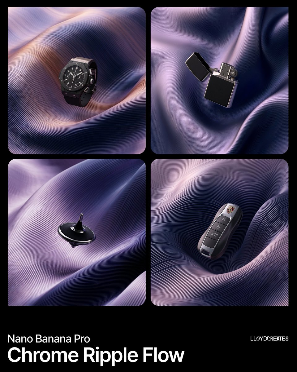 Preview image for Chrome Ripple Flow Product Photography Prompt prompt