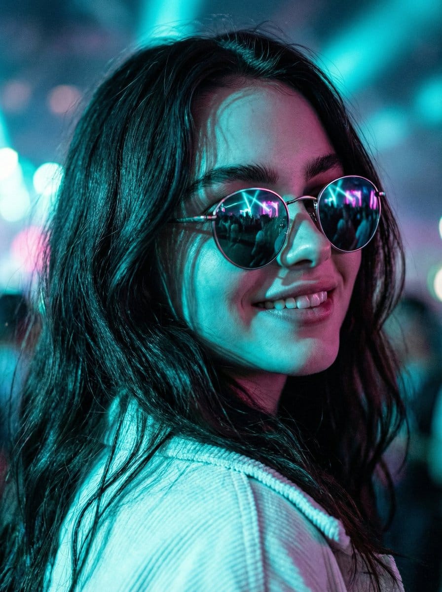 Cinematic Close-Up at an Electronic Music Festival - AI Generated Character Style Image