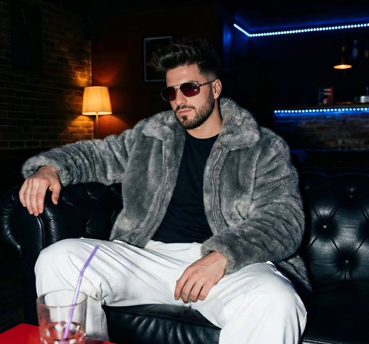 Preview image for Cinematic Nightclub Portrait with Neon Lights Prompt prompt