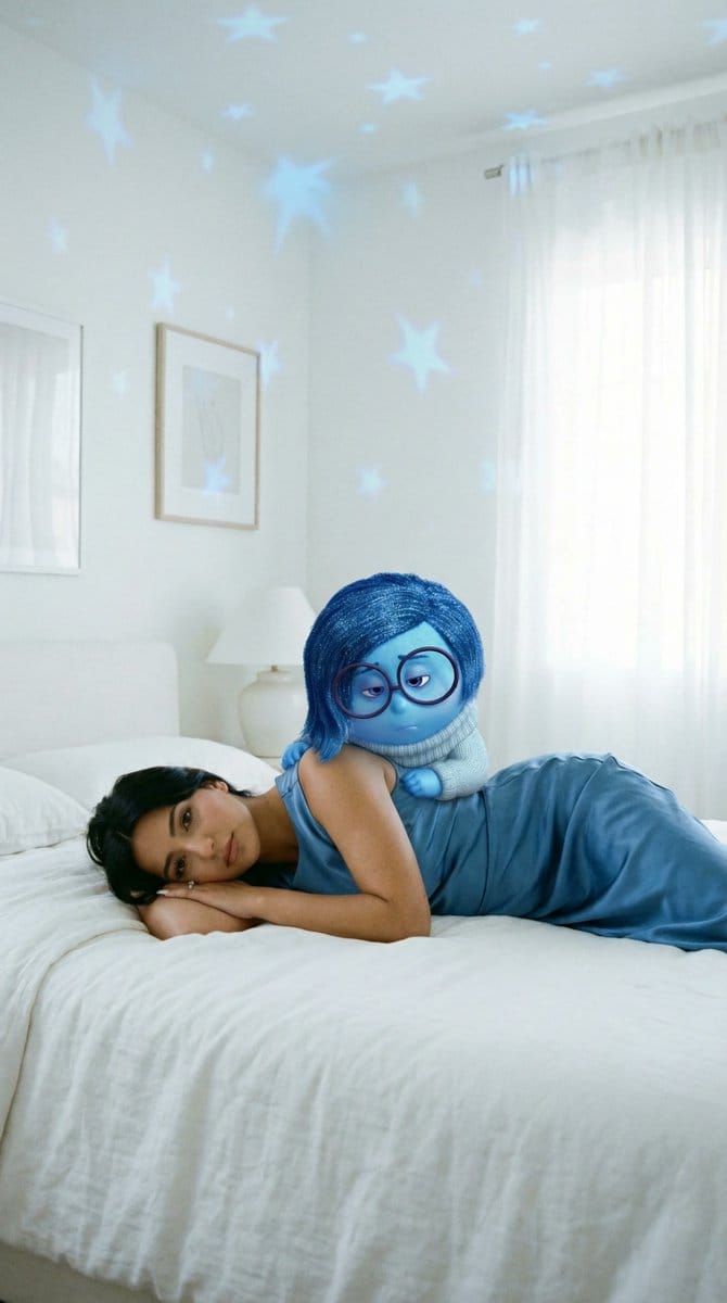 Cinematic Photoreal Character Pair Prompt: Blue Character and Woman - Prompt IA
