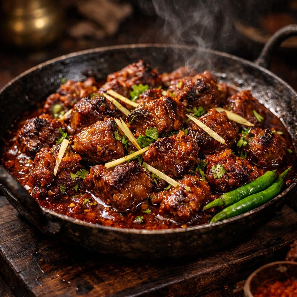 Cinematic 8K Mutton Karahi Food Macro Shot - AI 프롬프트