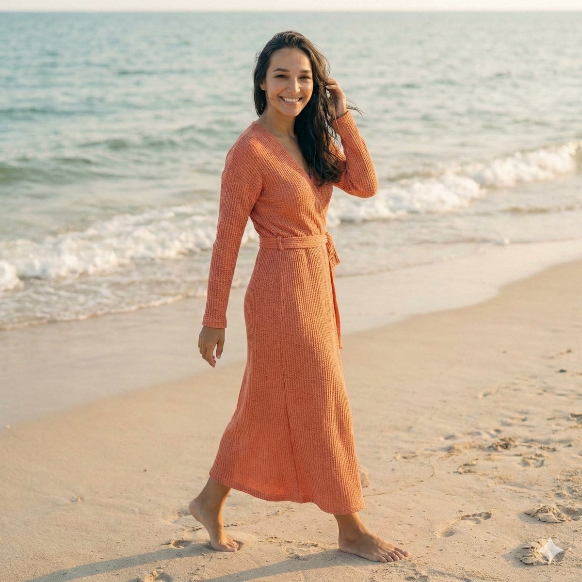 Cinematic Beach Portrait at Golden Hour - KI-Prompt