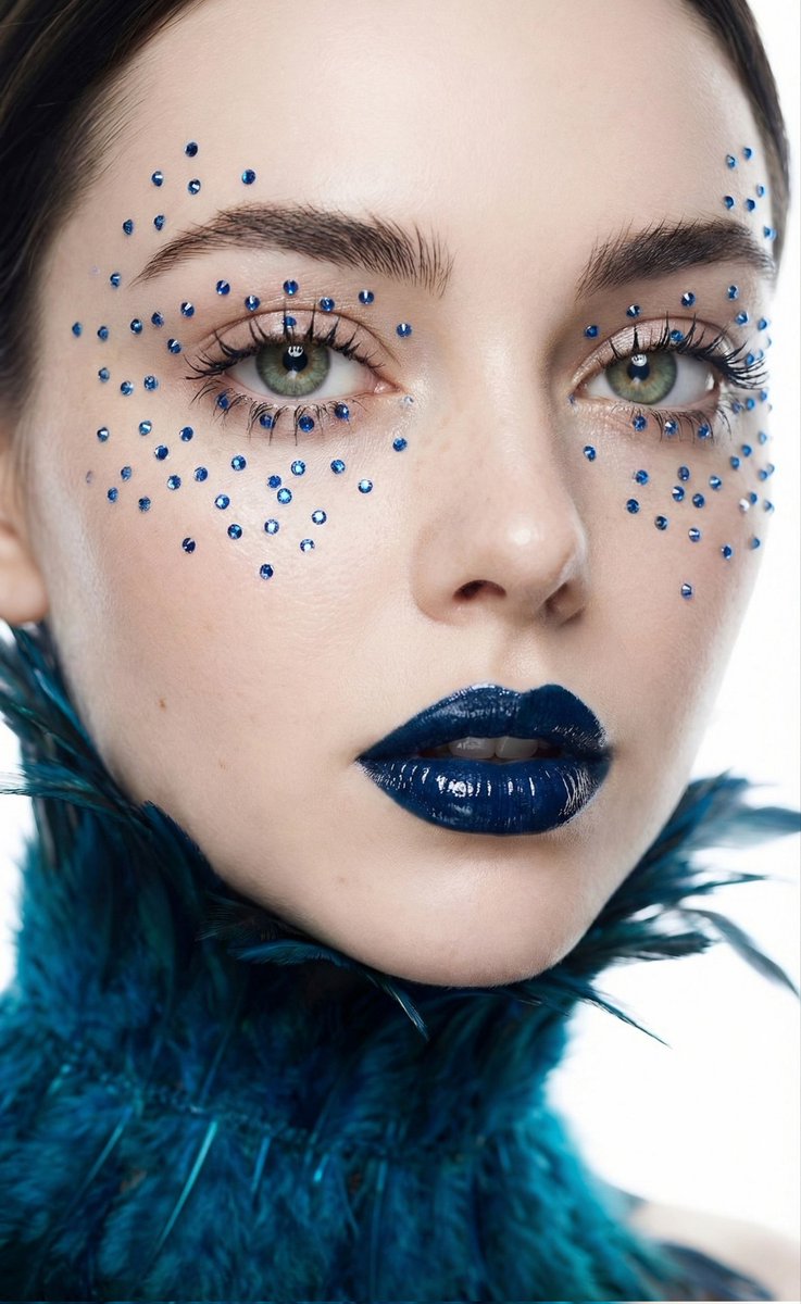 Cinematic Beauty Shot with Sapphire Crystals - AI Art AI Generated Artwork