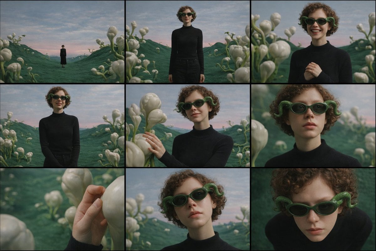 Cinematic Contact Sheet Generation from Reference Image - AI提示詞