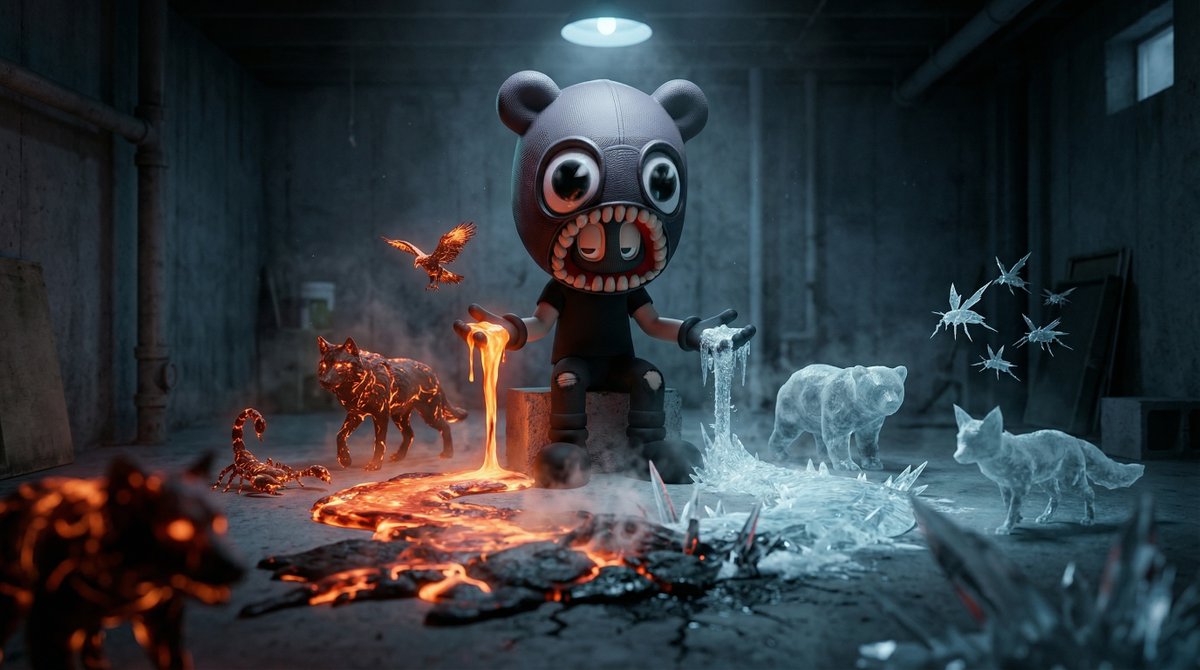 Cinematic Dark Fantasy Scene of Elemental Collision - AI Art AI Generated Artwork