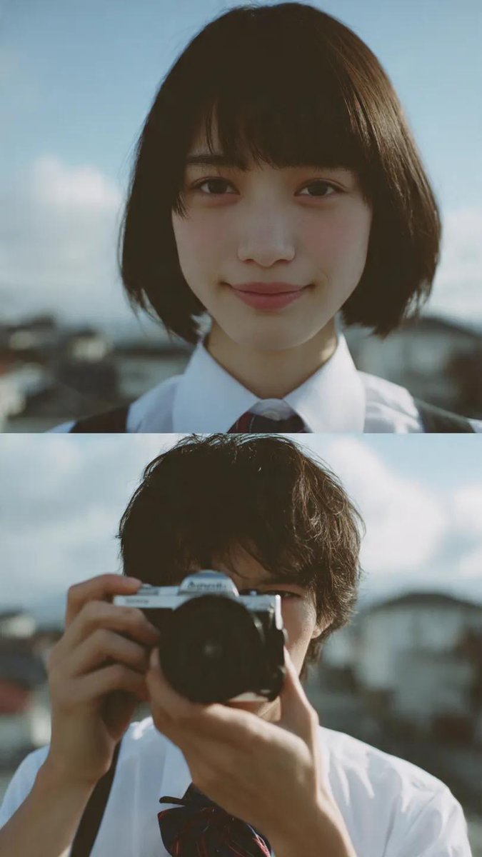 Preview image for Cinematic diptych of teenagers on a rooftop prompt