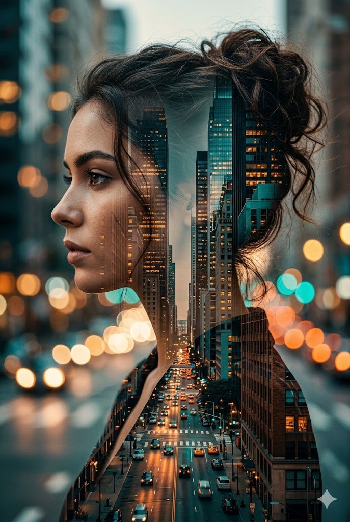 Preview image for Cinematic Double Exposure Portrait prompt
